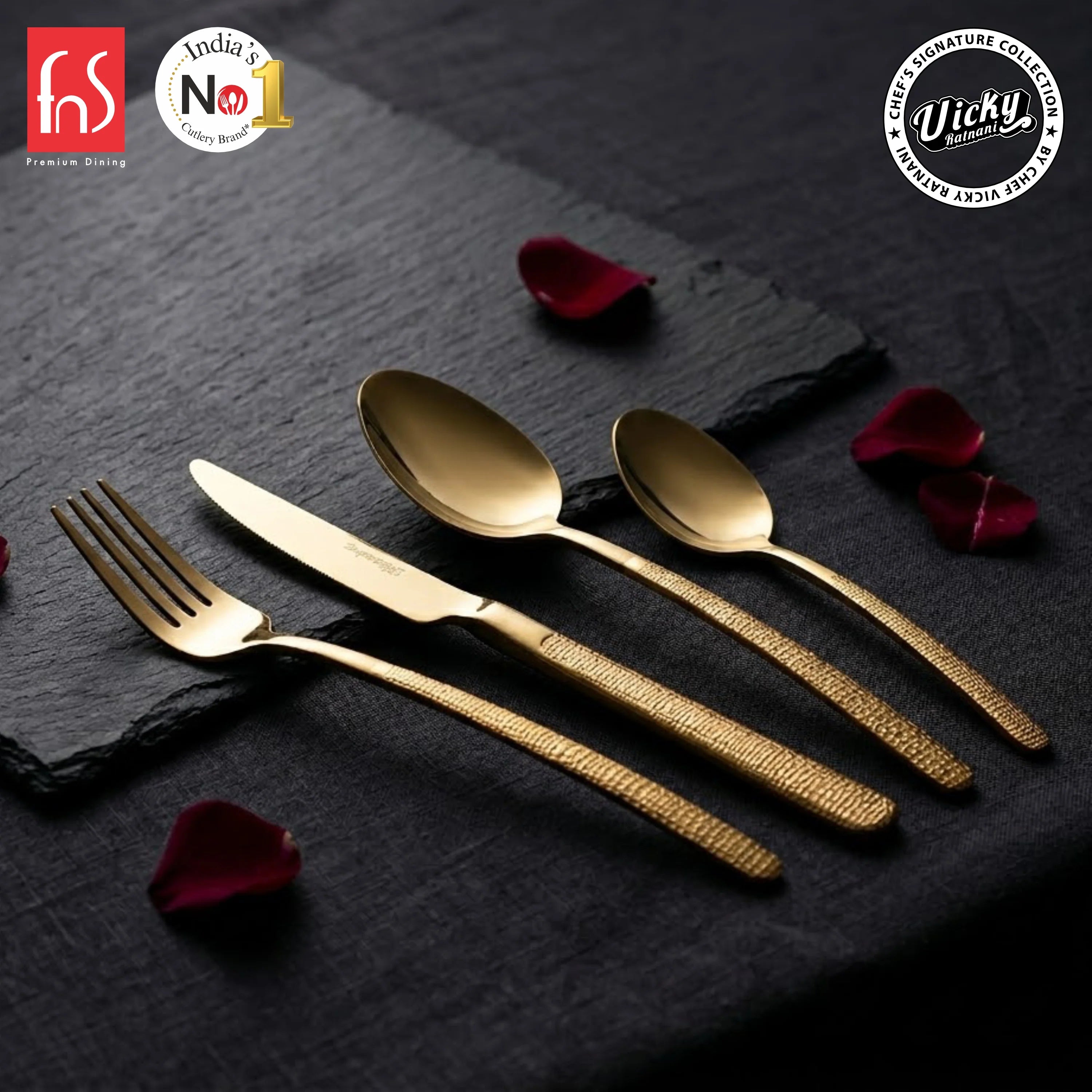Chef Vicky Ratnani's Signature Collection By FnS Velora Stainless Steel 24 Pcs Cutlery Set