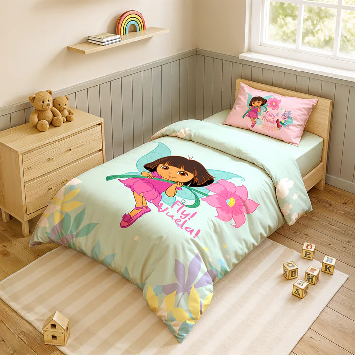 Dora Digital Printed 300TC Cotton Bedsheet (Fly)