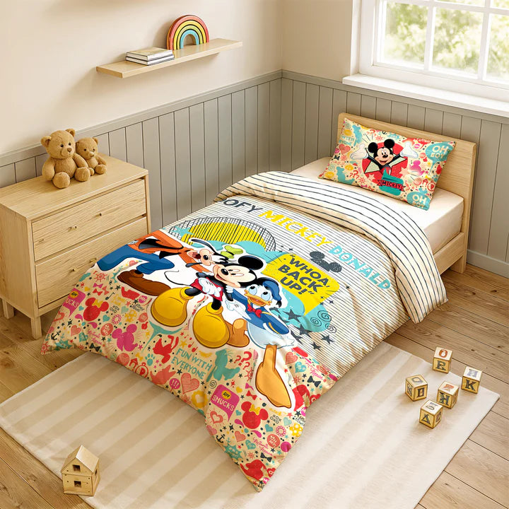 Disney Mickey Mouse Digital Printed 300TC Cotton Bedsheet (Backup)