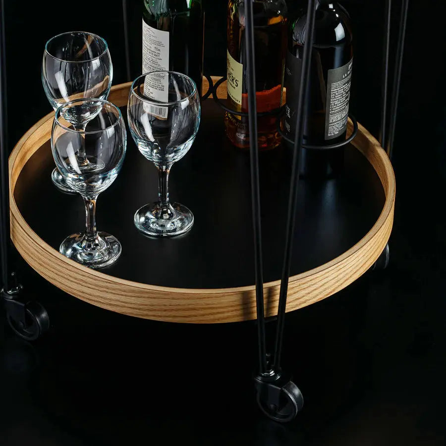 Circular Wooden Serving Cart - grahsajja
