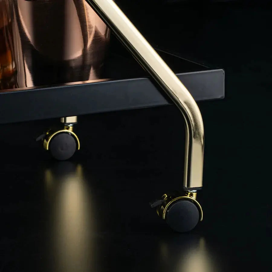 Elegant Black Glass Trolley with Gold Steel Frame - grahsajja