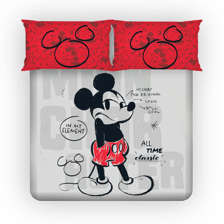 Disney Mickey Mouse Digital Printed 300TC Cotton Bedsheet (Classic)