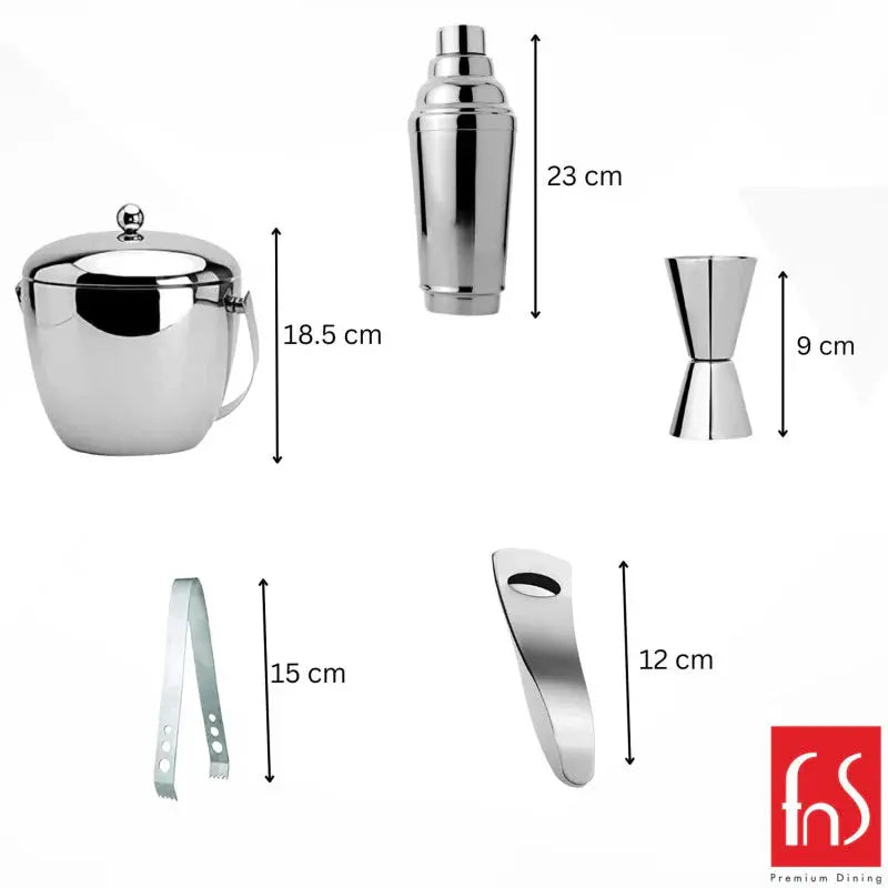 FnS Plain Stainless Steel Bartender Kit FNS