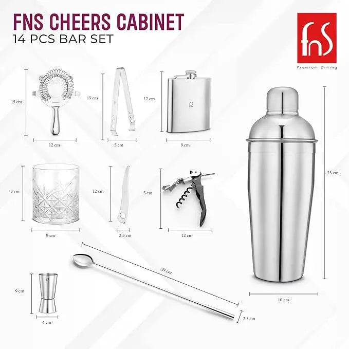 FNS Cheers BarCabinet 14 pcs bar Set FNS