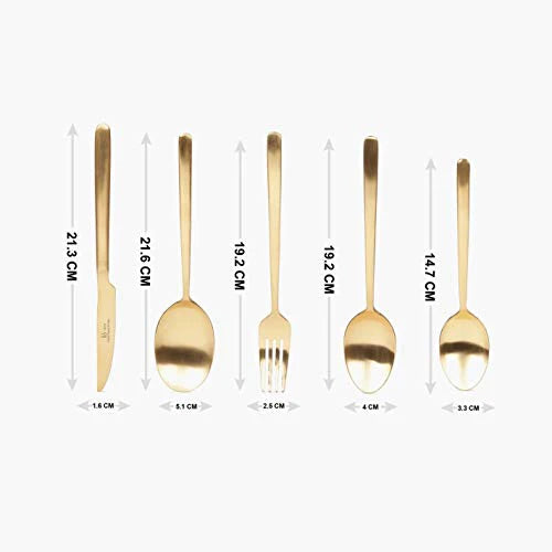 FNS Bianca Gold Plated Premium Cutlery Set