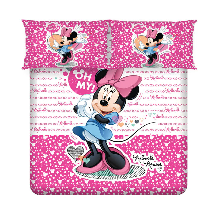 Disney Minnie Mouse Digital Printed 300TC Cotton Bedsheet