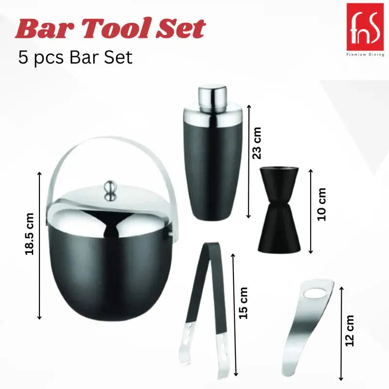 FnS Plain Stainless Black Bartender Kit FNS
