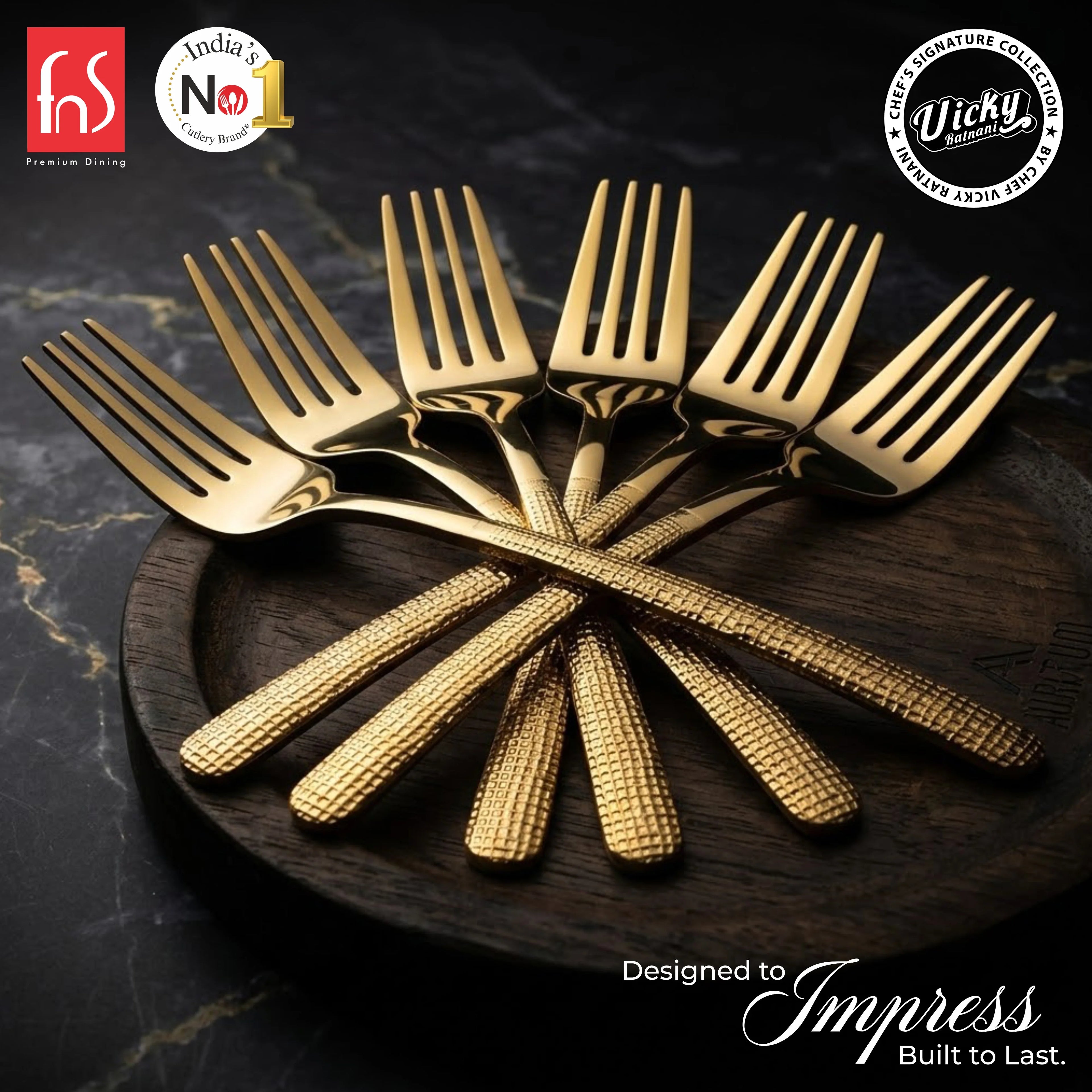 Chef Vicky Ratnani's Signature Collection By FnS Velora Stainless Steel Dessert Fork 6 Pcs Set