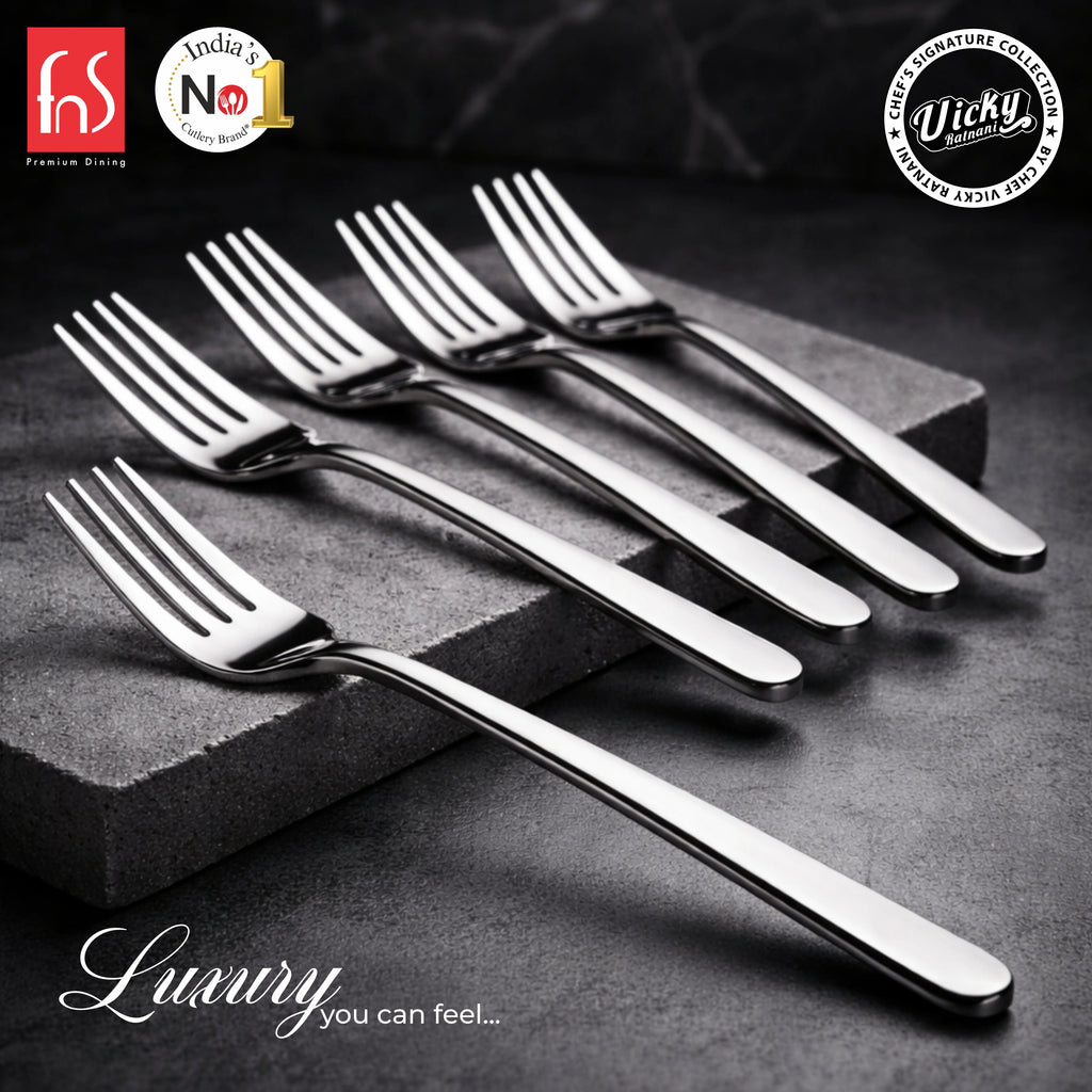 Chef Vicky Ratnani's Signature Collection By FnS Thames Stainless Steel Dessert Fork 6 Pcs Set