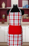 Linen bib apron in Red Grey gingham - grahsajja