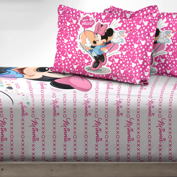Disney Minnie Mouse Digital Printed 300TC Cotton Bedsheet
