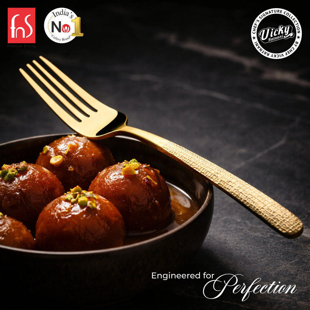 Chef Vicky Ratnani's Signature Collection By FnS Velora Stainless Steel Dessert Fork 6 Pcs Set