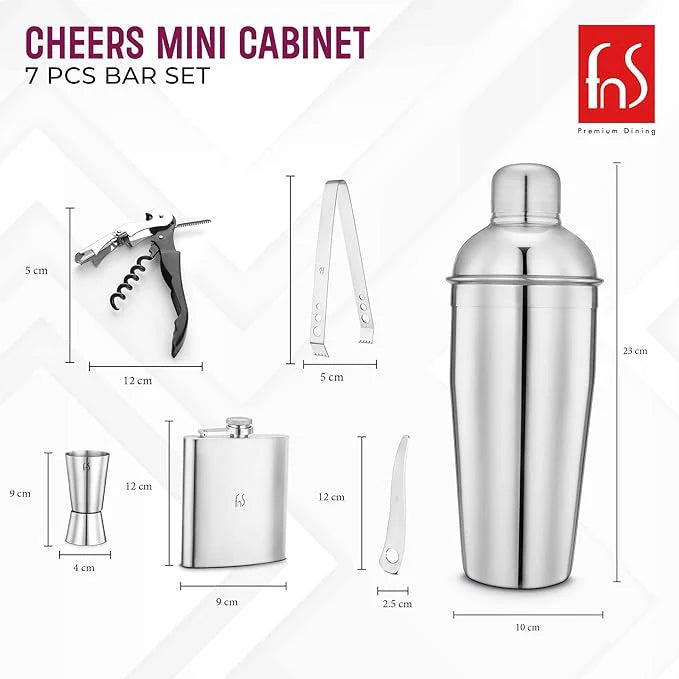 FnS Cheers Mini Bartender Cabinet 7pc Set