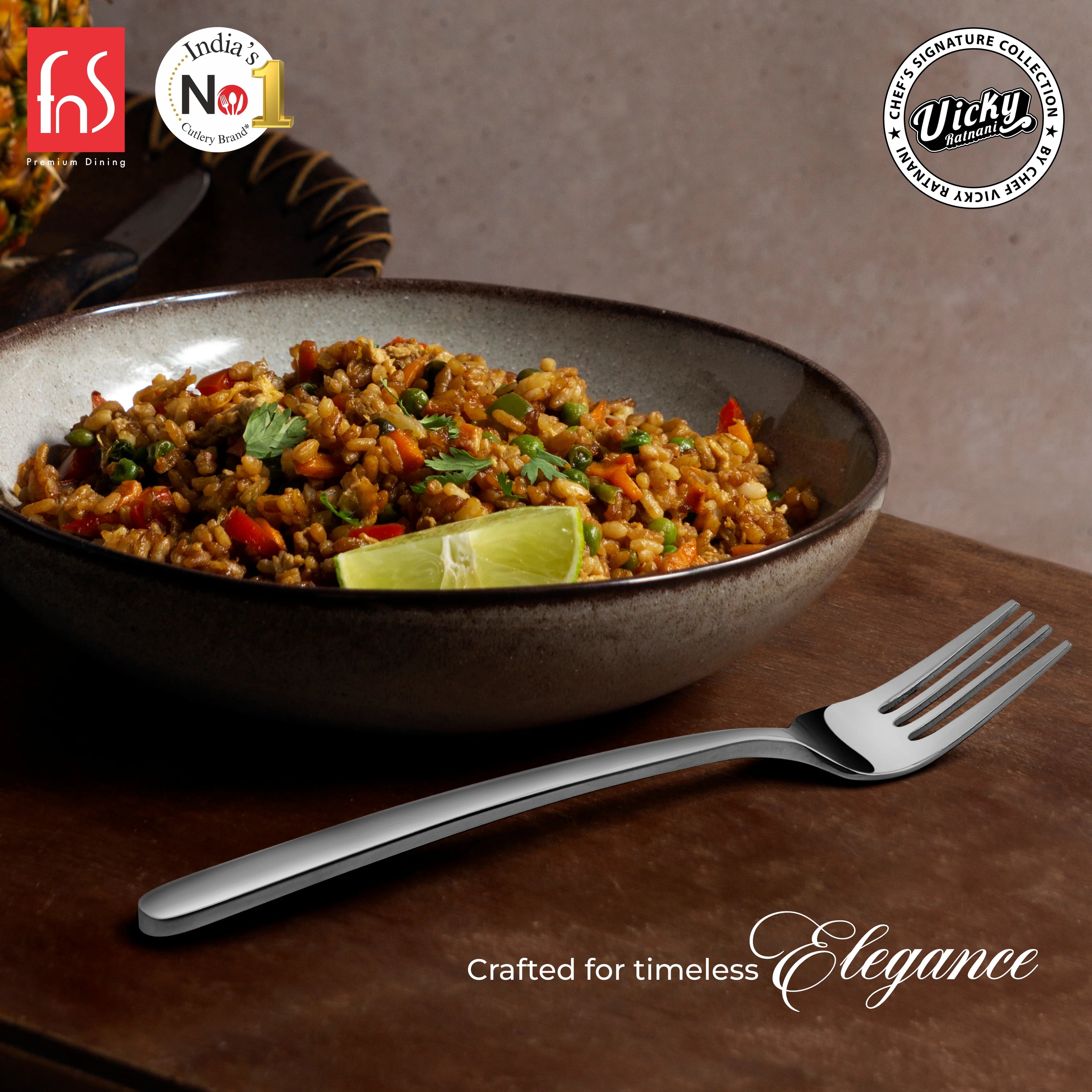 Chef Vicky Ratnani's Signature Collection By FnS Thames Stainless Steel Dessert Fork 6 Pcs Set