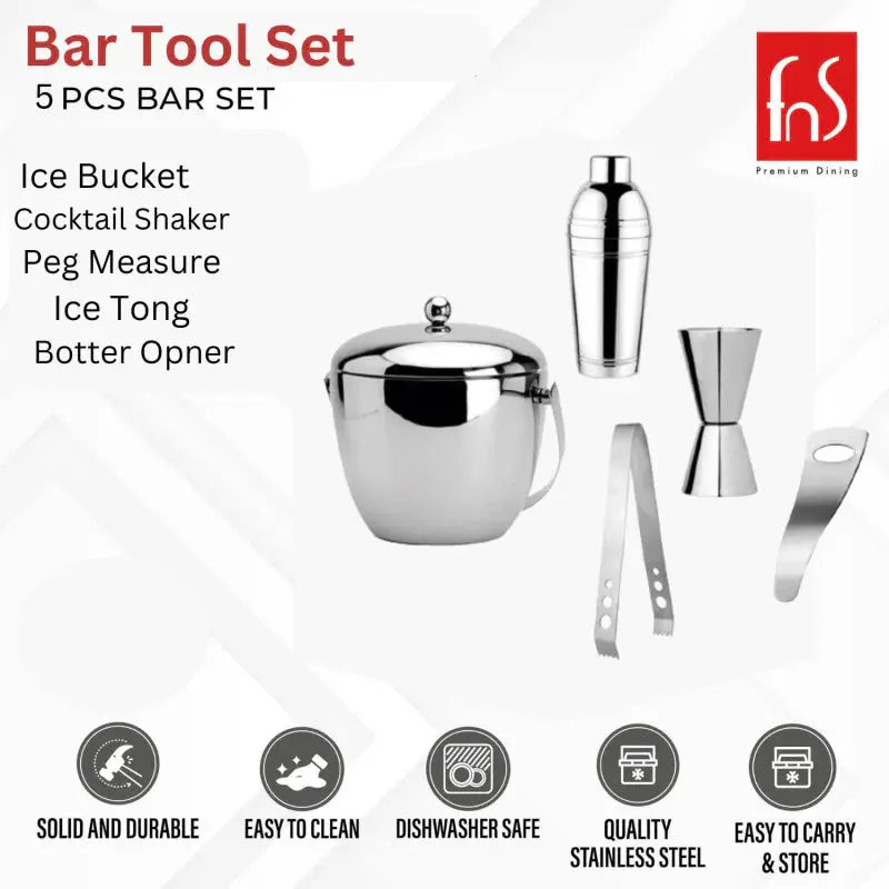 FnS Plain Stainless Steel Bartender Kit FNS
