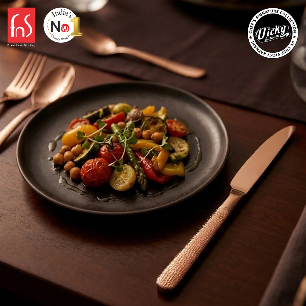 Chef Vicky Ratnani's Signature Collection By FnS Sorrento Rose Gold Dessert Knife/Dinner knife/Butter knife 2 Pcs Set