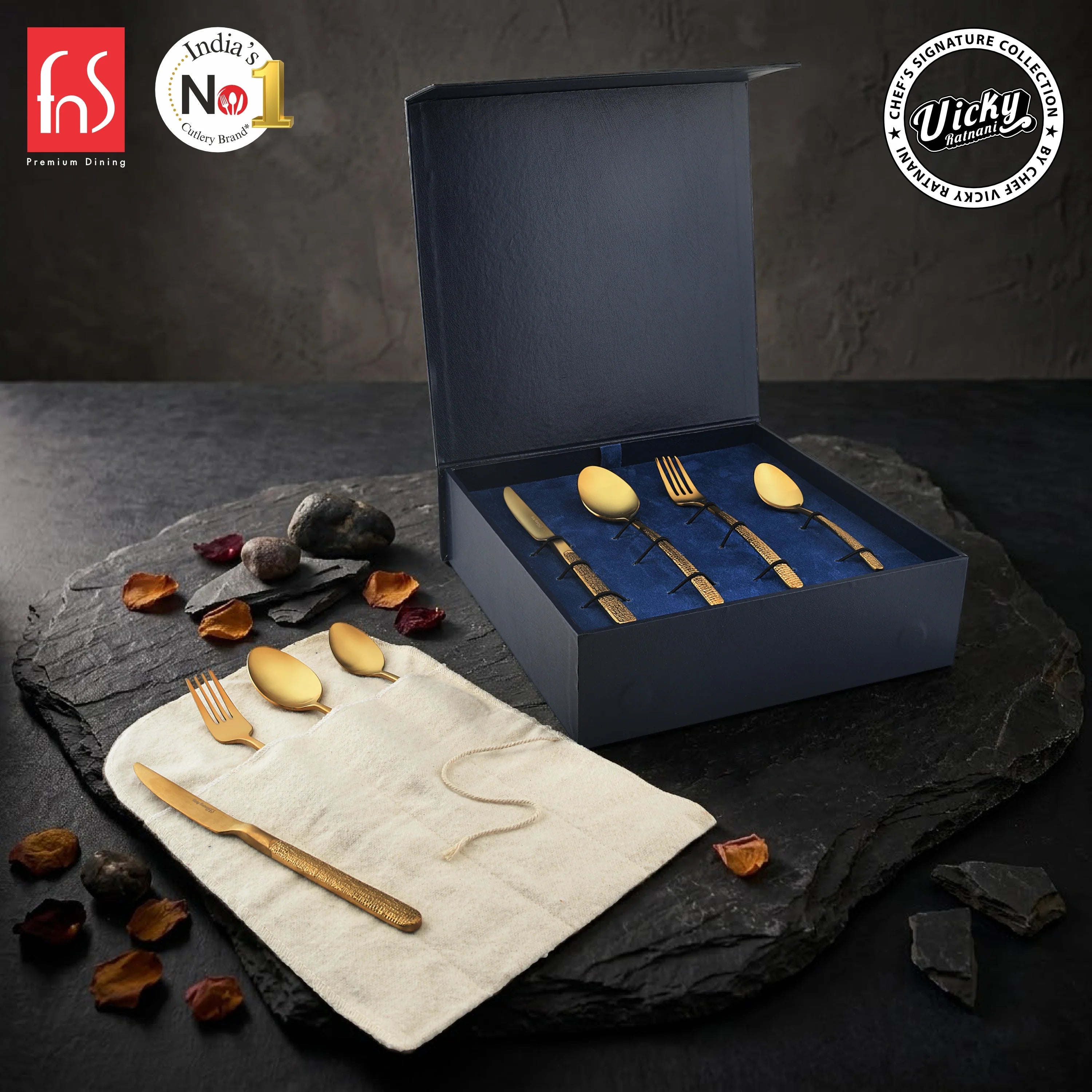 Chef Vicky Ratnani's Signature Collection By FnS Velora Stainless Steel 24 Pcs Cutlery Set