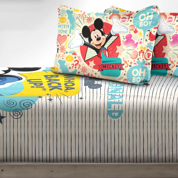 Disney Mickey Mouse Digital Printed 300TC Cotton Bedsheet (Backup)