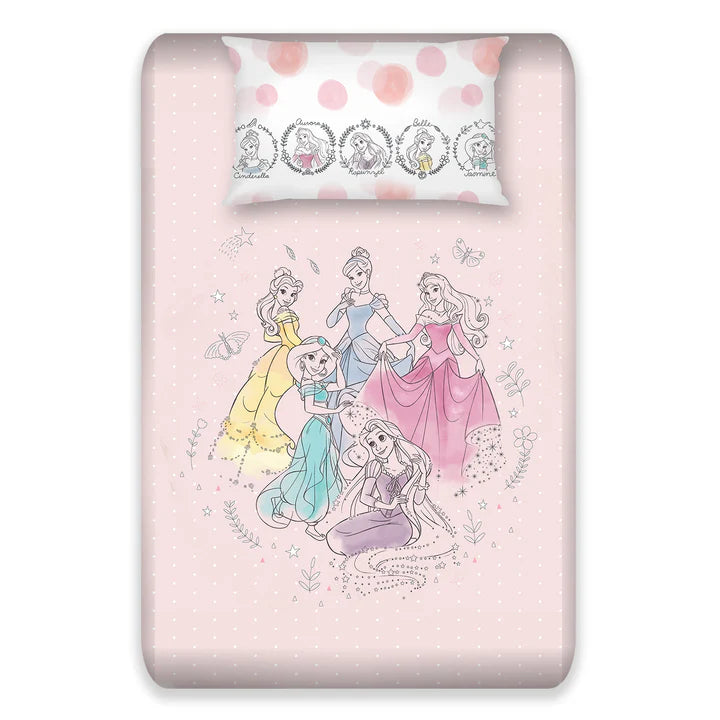 Disney Princess Digital Printed 300TC Cotton Bedsheet (Pink)