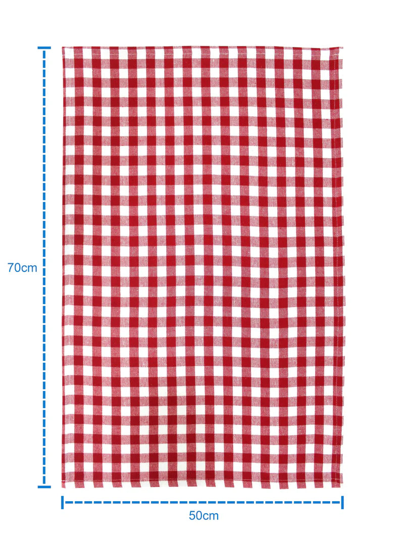 Linen Tea towel Gingham Pack Of 4 Red - grahsajja