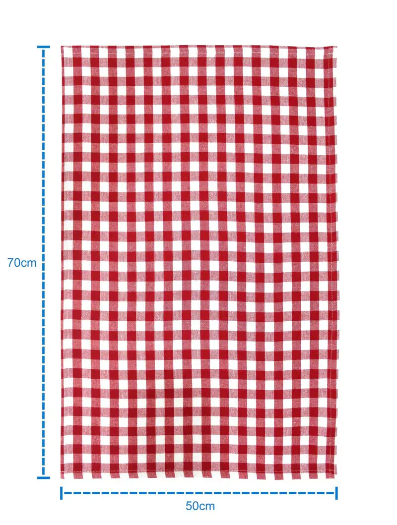 Linen Tea towel Gingham Pack Of 4 Red - grahsajja