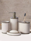 Alvina 4 Pcs Beige & Brown Textured Bathroom Accessories Set - grahsajja