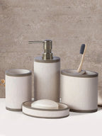 Alvina 4 Pcs Beige & Brown Textured Bathroom Accessories Set - grahsajja