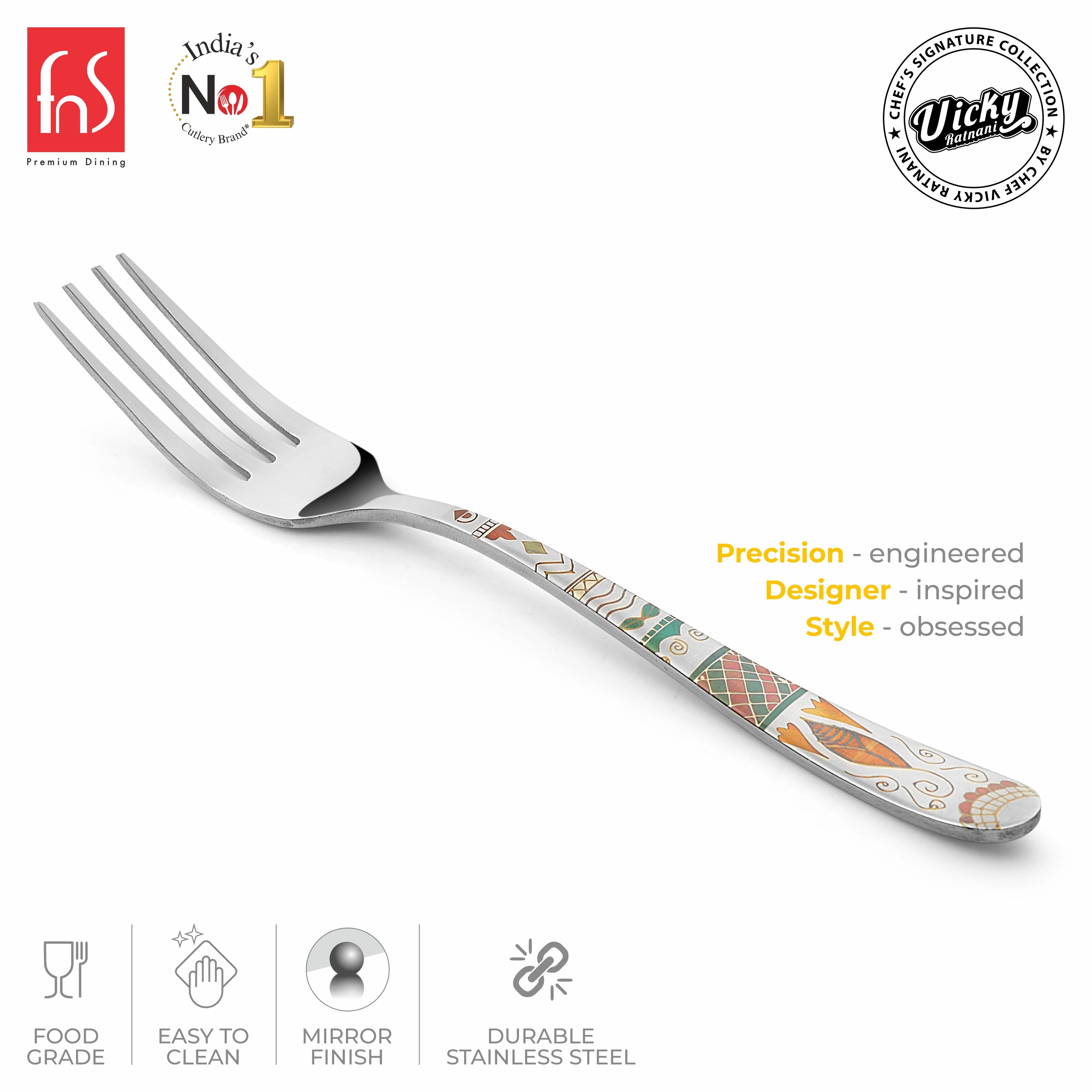 Chef Vicky Ratnani's Signature Collection By FnS Wales Stainless Steel Dessert Fork 6 Pcs Set