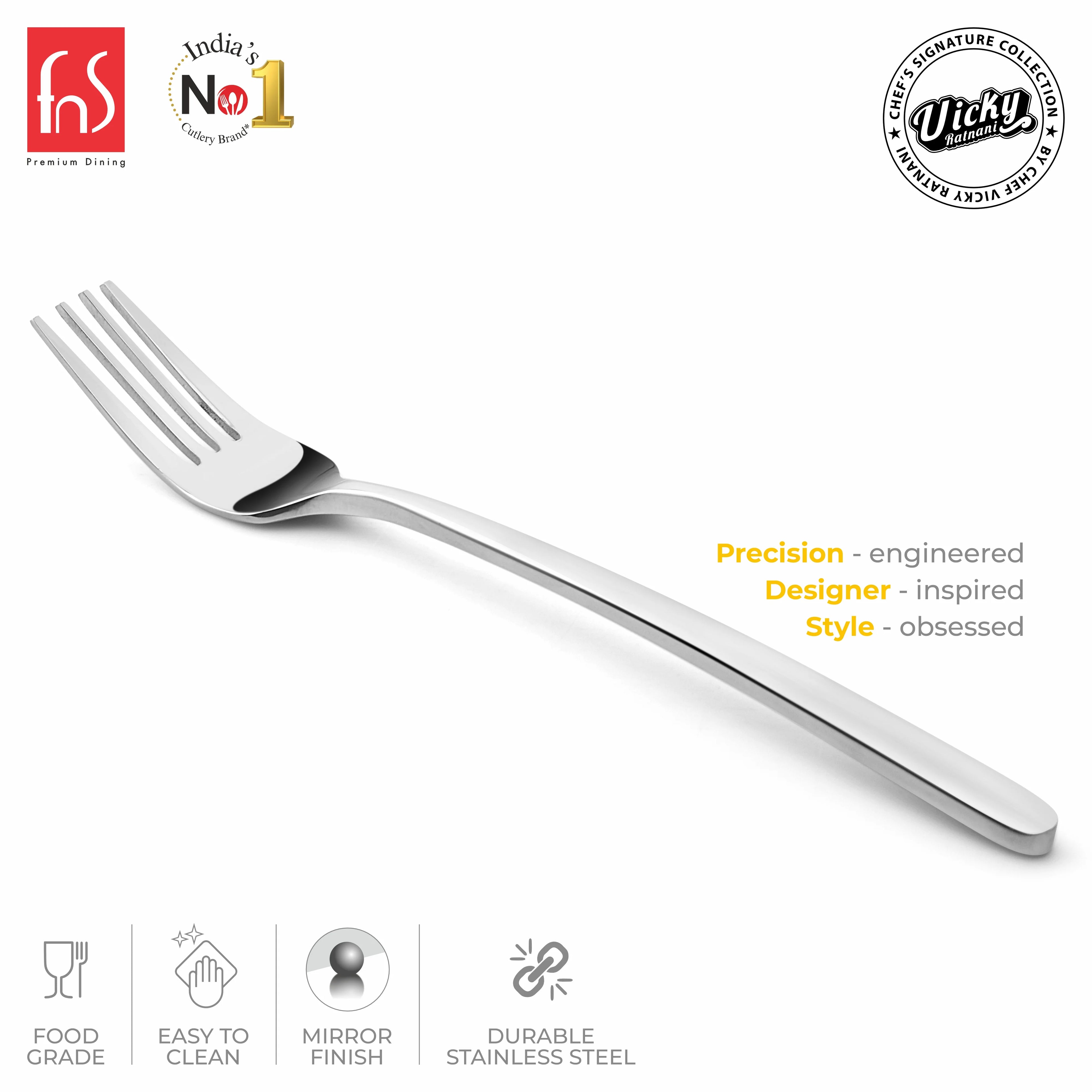 Chef Vicky Ratnani's Signature Collection By FnS Thames Stainless Steel Dessert Fork 6 Pcs Set