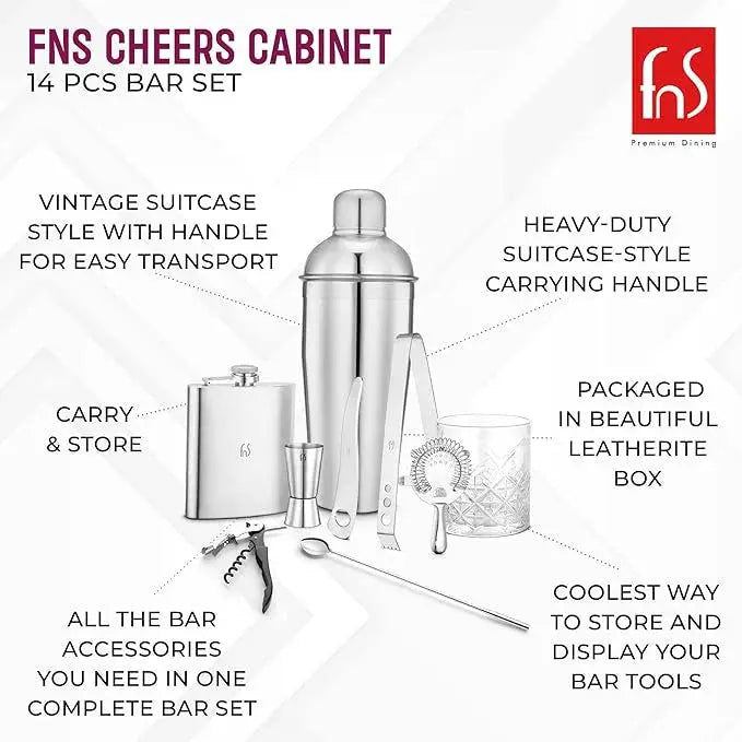 FNS Cheers BarCabinet 14 pcs bar Set FNS
