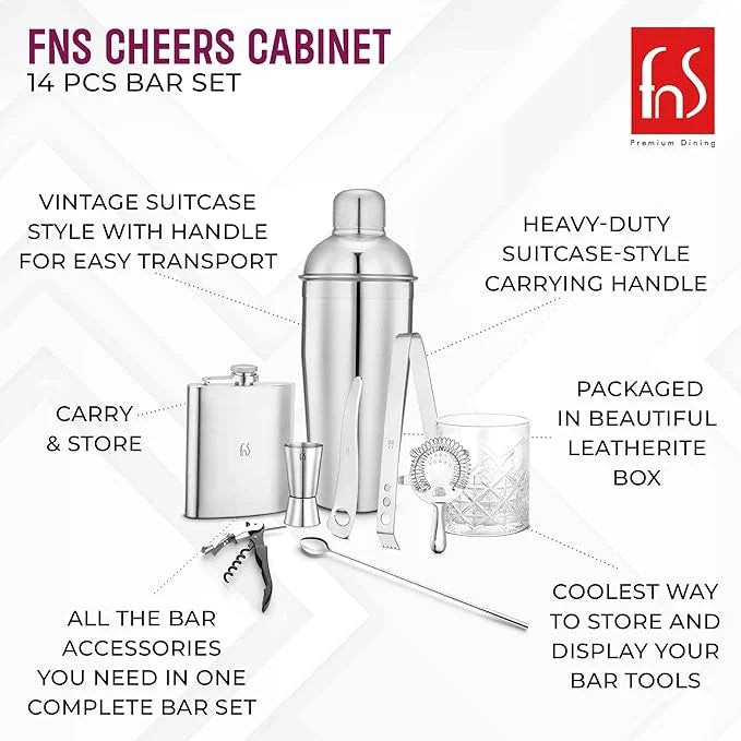 FNS Cheers BarCabinet 14 pcs bar Set