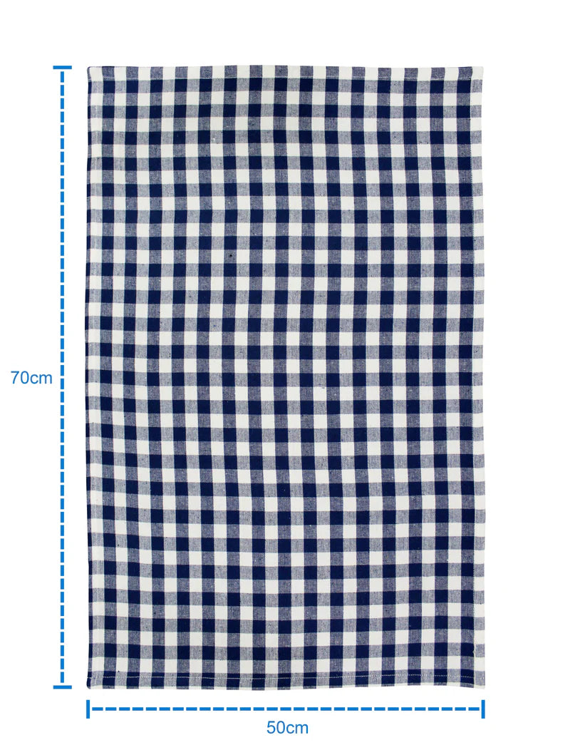 Linen Tea towel Gingham Pack Of 4 Blue - grahsajja