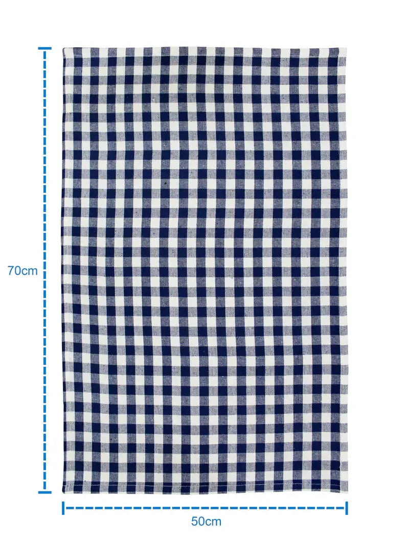 Linen Tea towel Gingham Pack Of 4 Blue - grahsajja