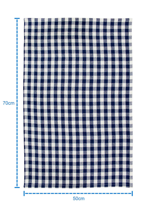 Linen Tea towel Gingham Pack Of 4 Blue - grahsajja