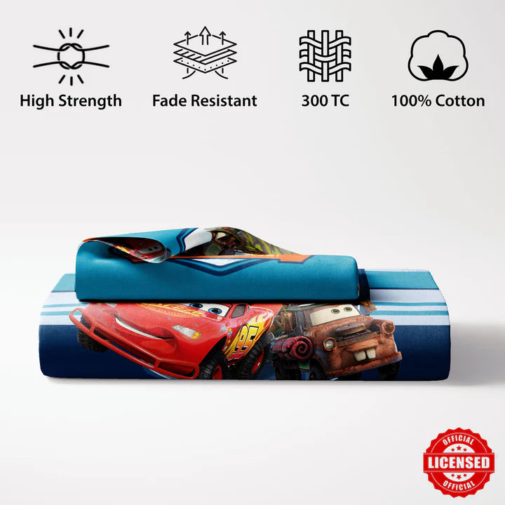 Disney Pixar Cars Digital Printed 300TC Cotton Bedsheet (Off Road)