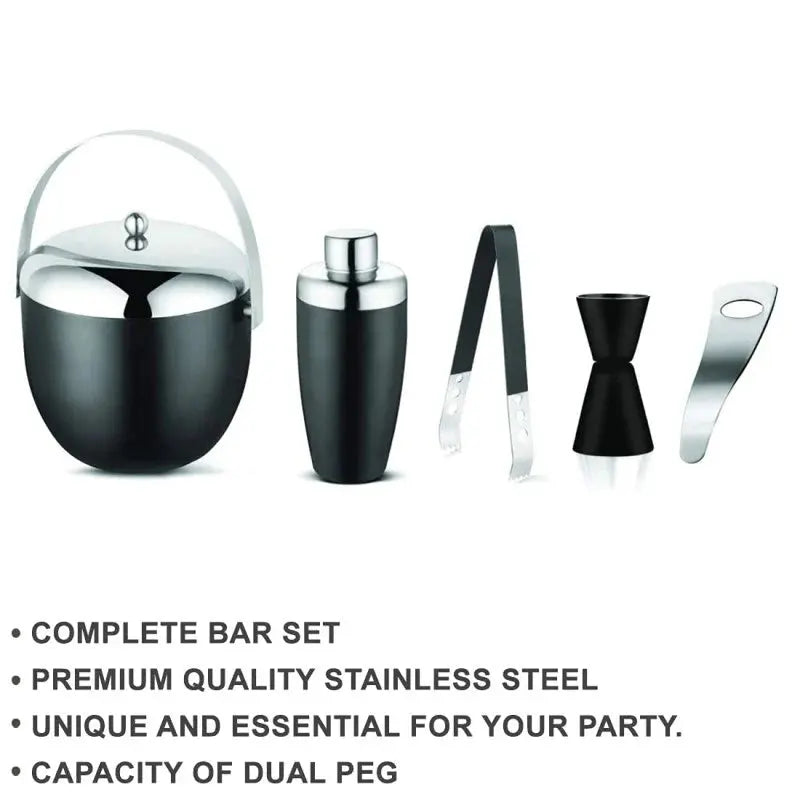 FnS Plain Stainless Black Bartender Kit FNS