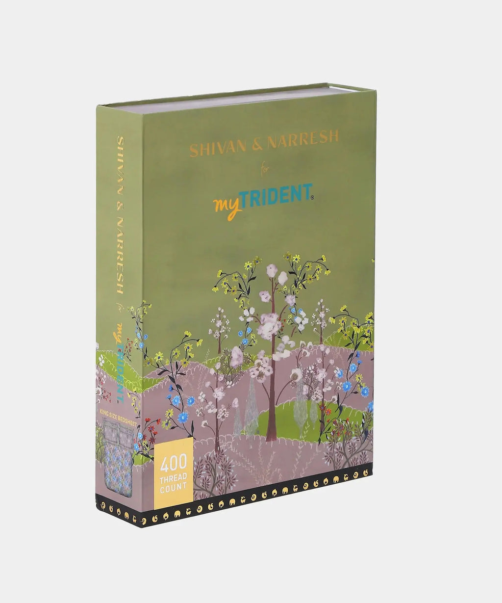 Shivan & Narresh for myTrident King Bedsheet with 4 pillow covers, 400TC, MORNING CALM Trident