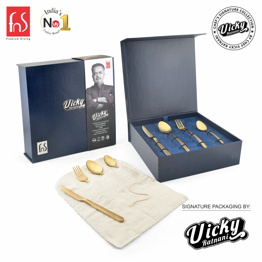 Chef Vicky Ratnani's Signature Collection By FnS Velora Stainless Steel 24 Pcs Cutlery Set