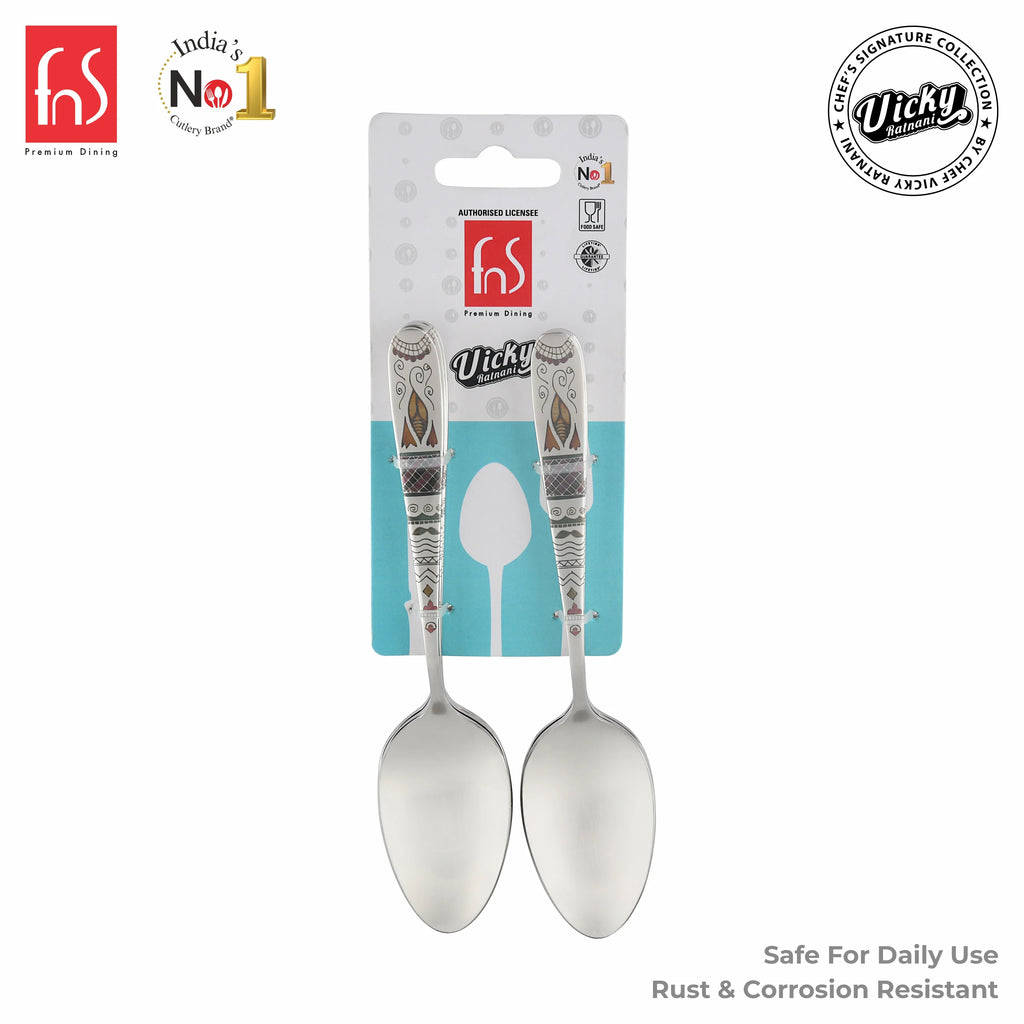 Chef Vicky Ratnani's Signature Collection By FnS Wales Stainless Steel Dessert Spoon 6 Pcs Set