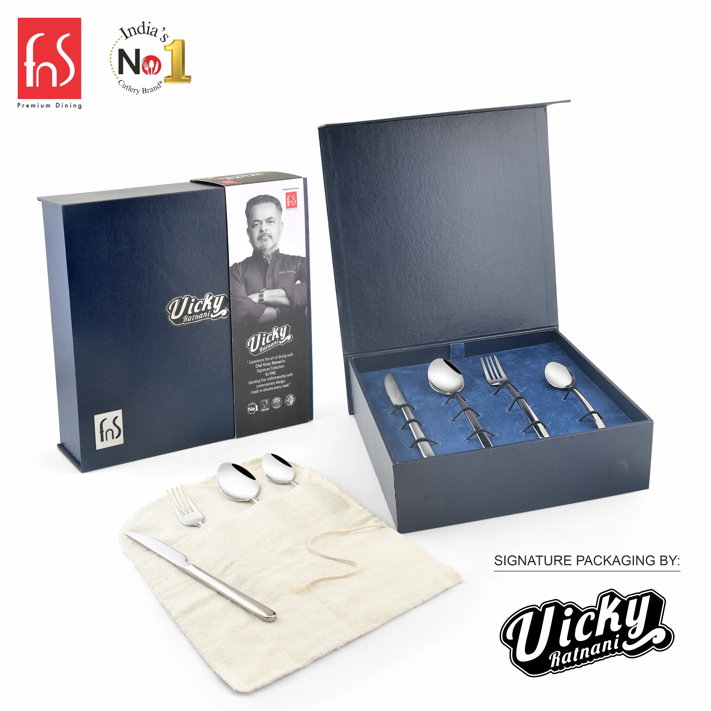 Chef Vicky Ratnani's Signature Collection By FnS Thames Stainless Steel 24 Pcs Cutlery