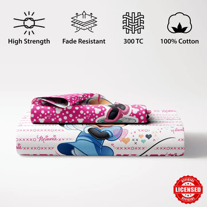 Disney Minnie Mouse Digital Printed 300TC Cotton Bedsheet