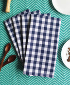 Linen Tea towel Gingham Pack Of 4 Blue - grahsajja