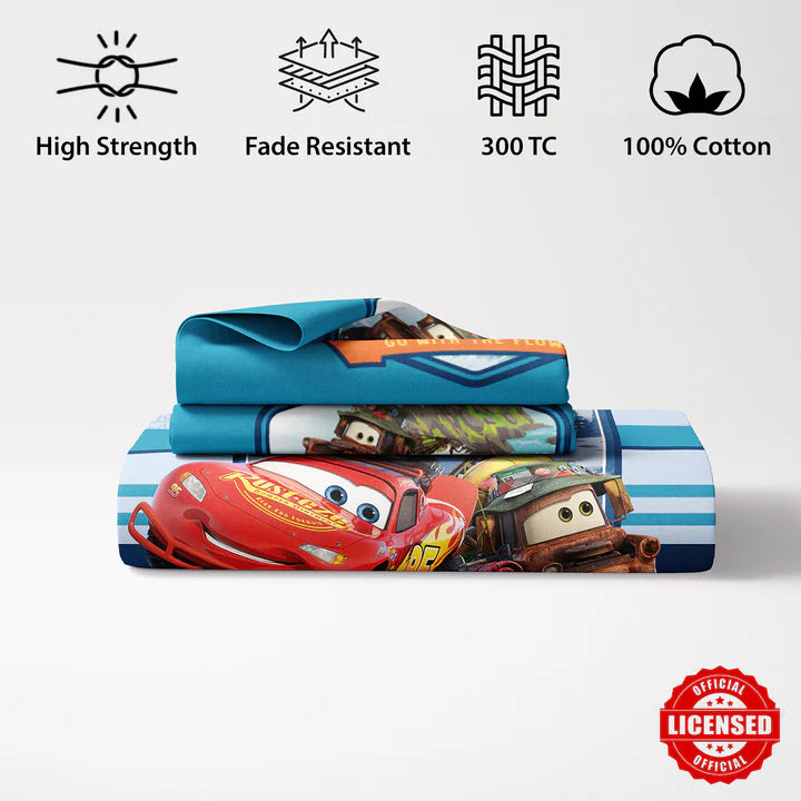 Disney Pixar Cars Digital Printed 300TC Cotton Bedsheet (Off Road)