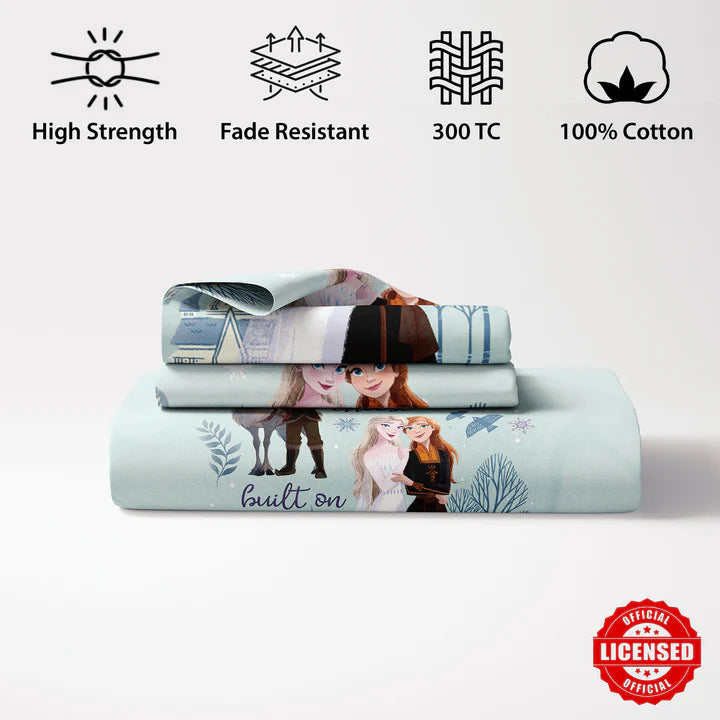 Disney Frozen Sisters Digital Printed 300TC Cotton Bedsheet