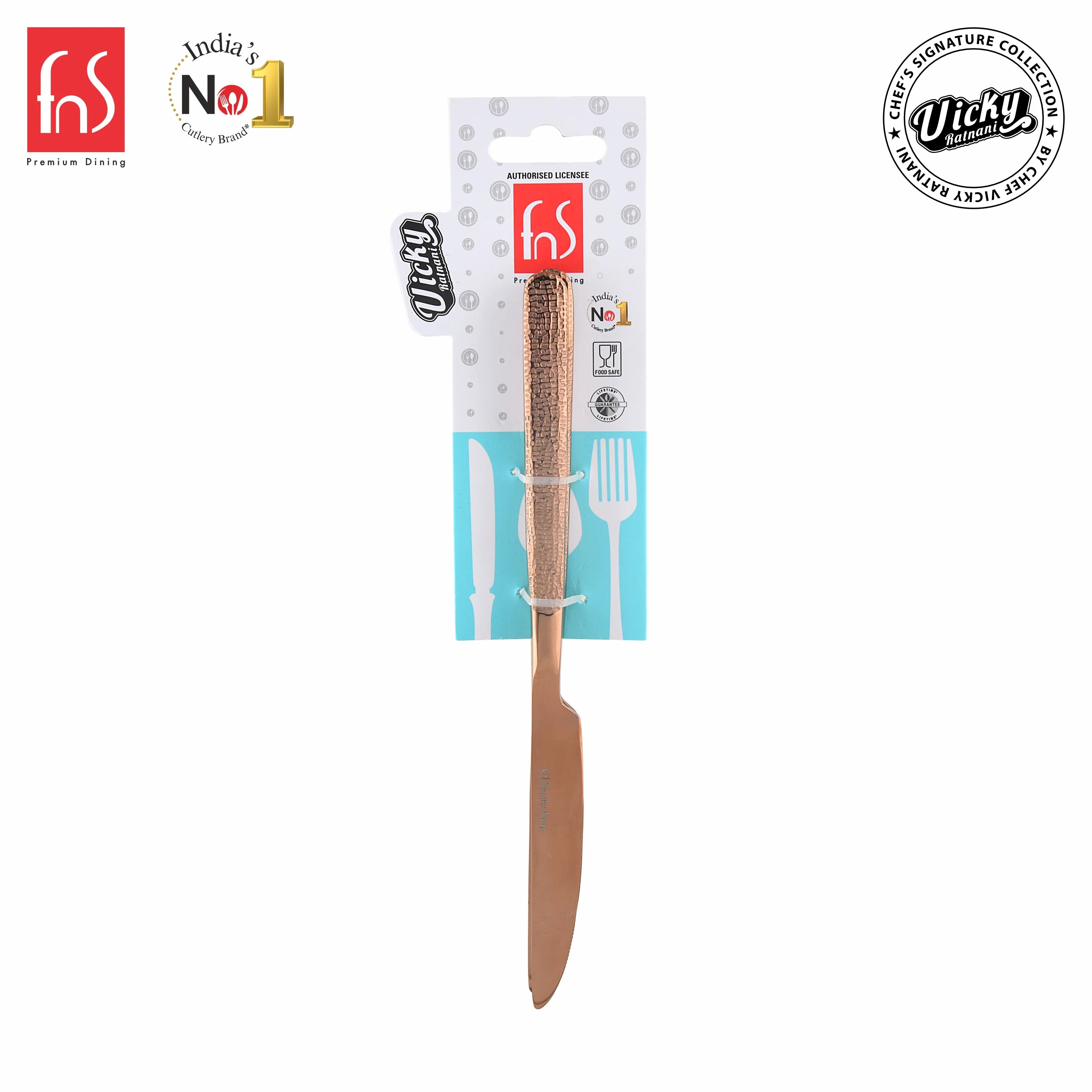Chef Vicky Ratnani's Signature Collection By FnS Sorrento Rose Gold Dessert Knife/Dinner knife/Butter knife 2 Pcs Set
