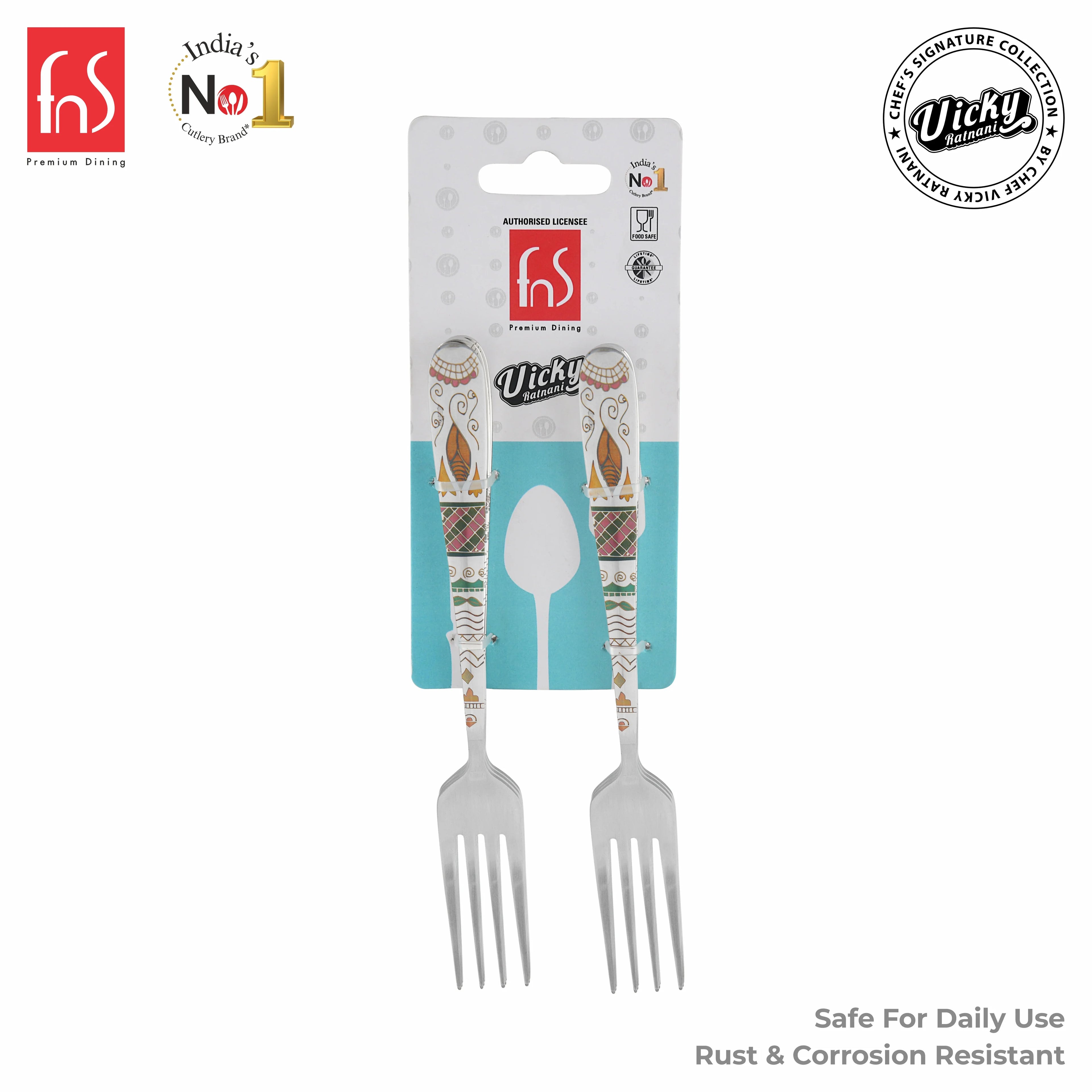 Chef Vicky Ratnani's Signature Collection By FnS Wales Stainless Steel Dessert Fork 6 Pcs Set