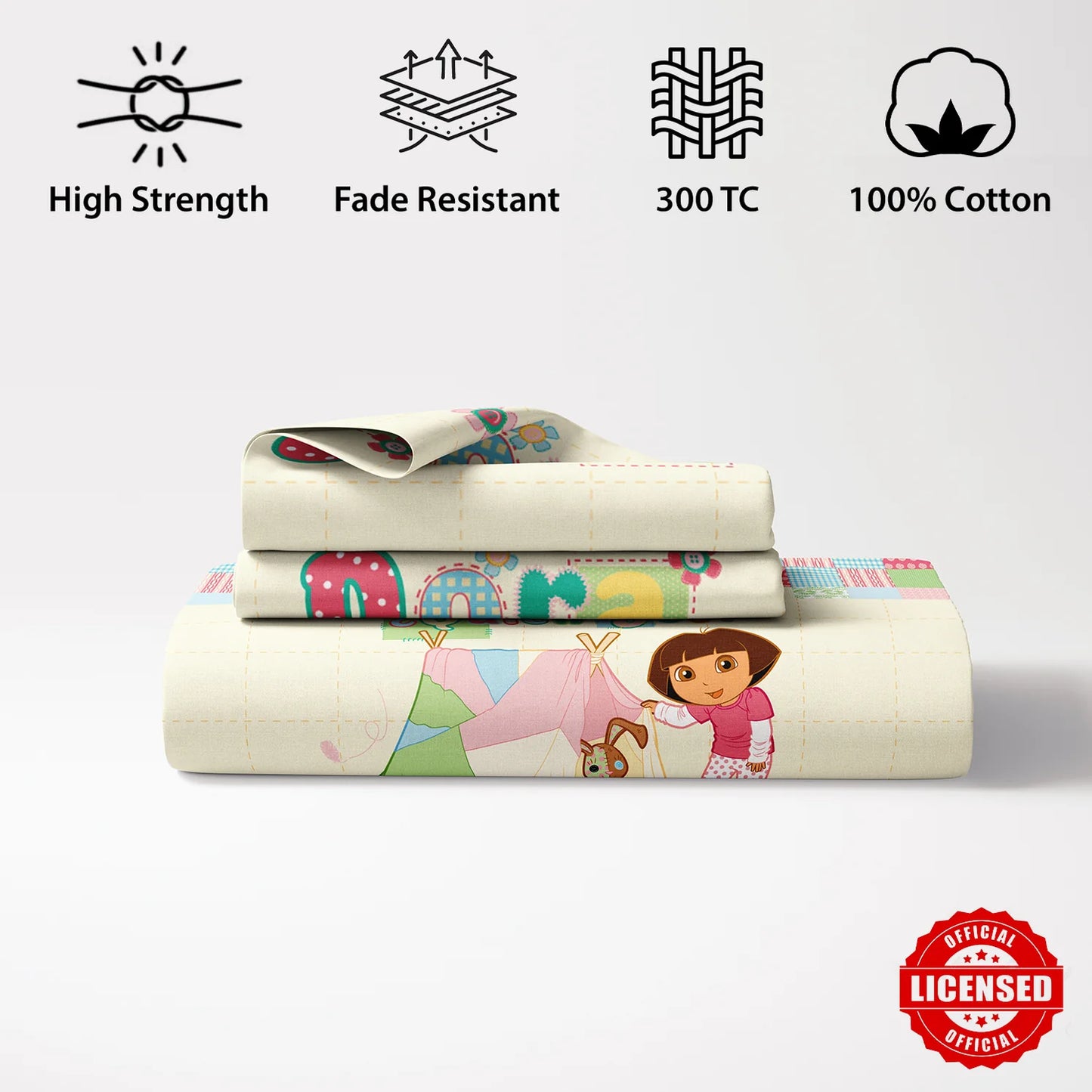 Dora Digital Printed 300TC Cotton Bedsheet (Tent)