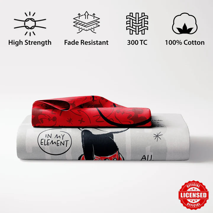 Disney Mickey Mouse Digital Printed 300TC Cotton Bedsheet (Classic)