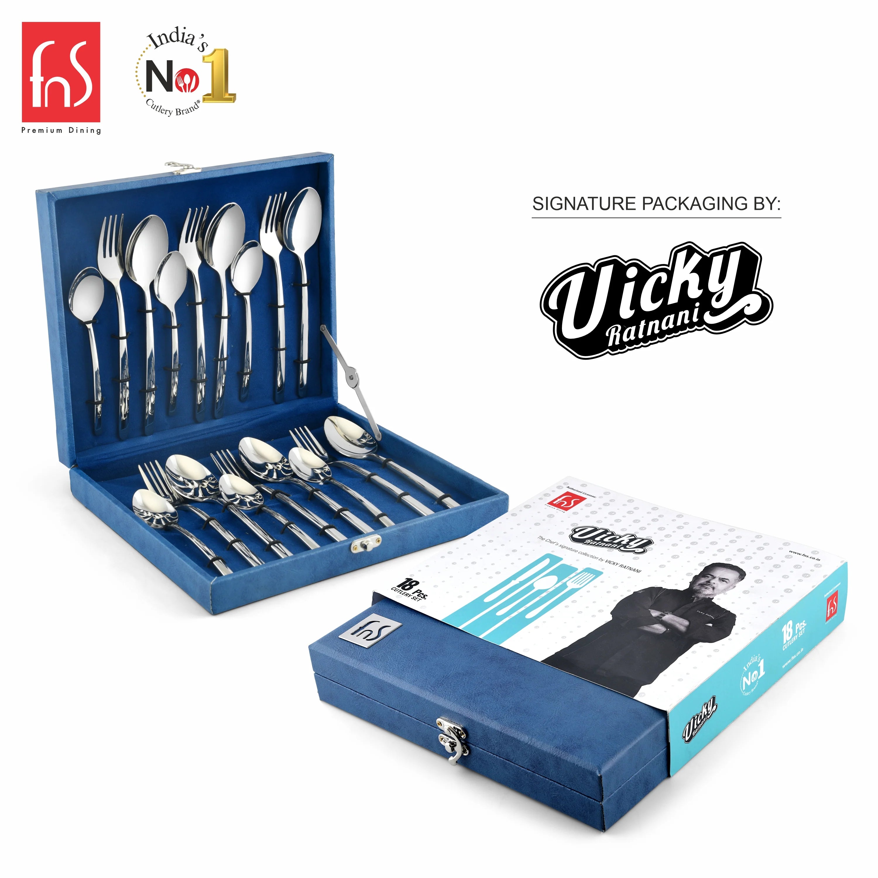 Chef Vicky Ratnani's Signature Collection By FnS Thames Stainless Steel 18 Pcs Cutlery Set