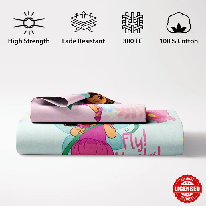 Dora Digital Printed 300TC Cotton Bedsheet (Fly)